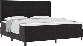 vidaXL Boxrugós ágy matracmal fejtámlával Fekete 200 x 200 cm Bársony