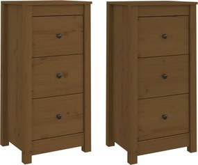 vidaXL 2 db mézbarna tömör fenyőfa tálalószekrény 40 x 35 x 80 cm