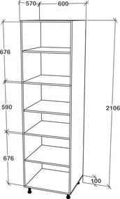 Benita 2 ajtós Magas konyhaszekrény Fehér 60x57x210 cm N