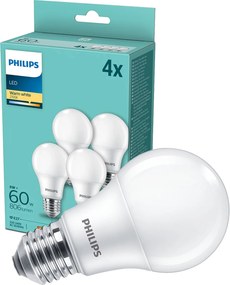 Led izzó Philips E27 8W 60W 806lm 2700K Prémium Meleg Szín 4 db