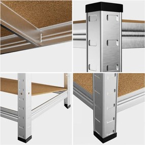 Nagy teherbírású HEAVY polc, max. 700 kg, 90x40x160cm, ezüst Monzana