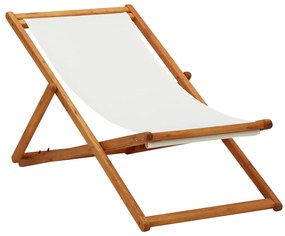 Krémfehér eukaliptusz fa és szövet összecsukható strandszék