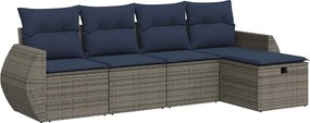 vidaXL 5 részes szürke polyrattan kerti ülőgarnitúra párnákkal