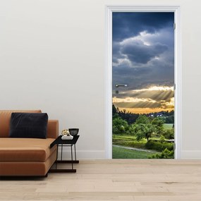 Fotótapéta ajtóra - Táj sugarakkal (95x205cm)