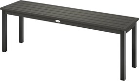 Outsunny fém kerti pad, 2 személyes, fa hatású lécezett ülőke, háttámla nélküli acélvázzal teraszra, erkélyre, parkba — 240 kg teherbírás, 130 x 34 x