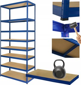 Tárolószekrény fém állvány Helios 270x110x35cm 8Px175kg Tömör Kék