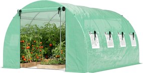 Outsunny alagút üvegház, kb. 12 m² — 295 × 400 × 200 cm, horganyzott acél váz, 2 felhúzható ajtó & 8 szúnyoghálós ablak, 140 g/m² PE takaró — Aosom