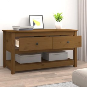mézbarna tömör fenyőfa dohányzóasztal 102 x 49 x 55 cm