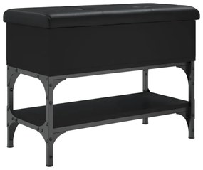 fekete szerelt fa cipőtároló pad 62 x 32 x 45 cm