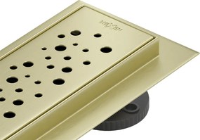 Mexen Flat 360° M12 forgatható lineáris lefolyó 80 cm, arany szálcsiszolt - 1A21080-40