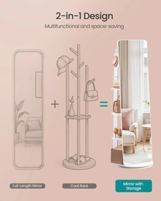 SONGMICS álló tükör, 360°-ban forgatható, 163 x 45 cm, felhőfehér