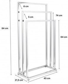 Erga Lonia, háromkaros törölközőtartó 41x22x85 cm, króm, ERG-YKA-P.LONIA3-CHR