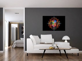 Kép - Buddha mellszobra neon színekben (90x60 cm)