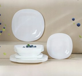 Étkezőgarnitúra 6 személyes 18el edzett üveg fehér szögletes