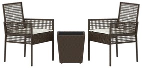 3 részes kert bistro szett párnákkal barna poli rattan