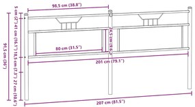 barna tölgy színű szerelt fa és acél fejtámla 200 cm