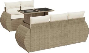 vidaXL 6 részes bézs polyrattan kerti ülőgarnitúra párnával