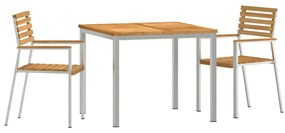 vidaXL Kert étkező szett 3 pcs Barna Tömör Teakfa