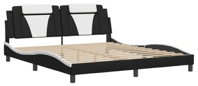 fekete és fehér ágykeret Viana LED-ekkel matrac nélkül 180 x 200 cm