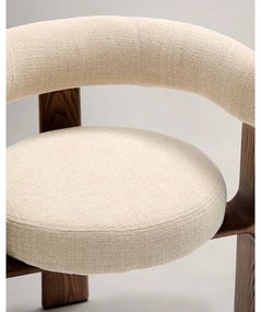 Barna-bézs kőrisfa karfás étkezőfotel Granite – Kave Home