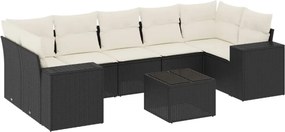 vidaXL 8 részes fekete polyrattan kerti ülőgarnitúra párnákkal