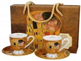 Gustav Klimt porcelán kávés csésze két személyes szett díszdobozban A Csók