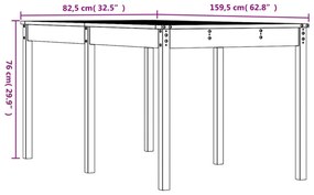 mézbarna tömör fenyőfa kerti asztal 159,5 x 82,5 x 76 cm