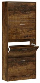 füstös tölgy színű szerelt fa cipősszekrény 63x24x147 cm