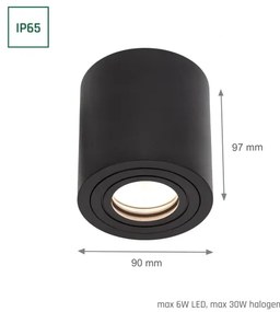 Fürdőszobai spotlámpa CHLOE 1xGU10/6W/230V IP65 kerek fekete