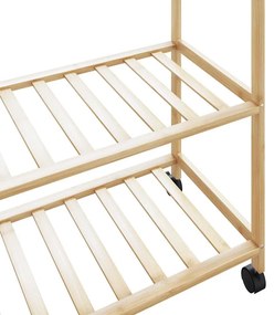 bambusz ruhaállvány polcokkal és kerekekkel 110x40x180 cm