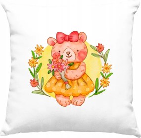 Mackó párna Kedves Gyerek Virágok 2 Fehér