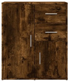 2 db füstös tölgy színű szerelt fa tálalószekrény 60x31x70 cm