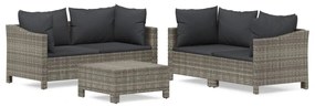 vidaXL 5 részes szürke polyrattan kerti ülőgarnitúra párnákkal