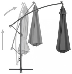 antracit konzolos kerti napernyő LED-del és fémrúddal 350 cm