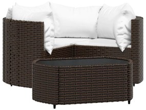 4 részes barna polyrattan kerti ülőgarnitúra párnákkal