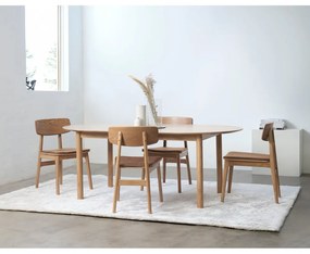 Natúr színű bővíthető étkezőasztal tölgyfa dekoros asztallappal 100x190 cm Gallina – Unique Furniture