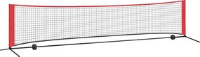 vidaXL Tenisz háló Fekete és piros 396 x 92 x 87 cm Poliészter