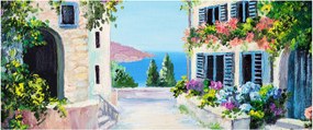 Kép - görög utca, olajfestmény (120x50 cm)