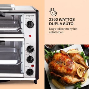 OneConcept All-You-Can-Eat, dupla mini sütő grill-lemezzel, 42 L, 2350 W