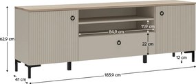 TV-állvány, szürkésbarna Taupe/silverjack tölgy, DOMCA 2D1S