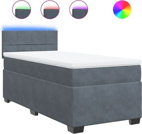 vidaXL sötétszürke bársony rugós ágy matraccal 90 x 200 cm