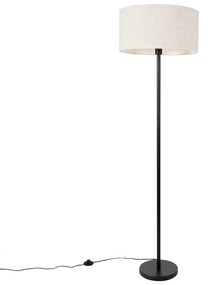 Állólámpa fekete világos szürke árnyékolóval 50 cm - Simplo