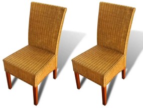 2 db barna természetes rattan étkezőszék