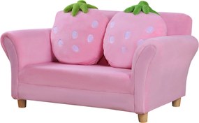 HOMCOM Gyermekkanapé Gyerek Szék Kanapé Bársony Sofà (Eper Kanapé) | Aosom