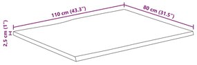 tömör nyers mangófa természetes élű asztallap 110 x 80 x 2,5 cm
