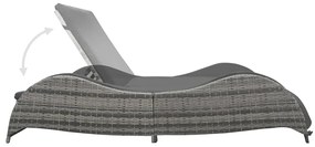 Kétszemélyes antracitszürke polyrattan napozóágy párnával