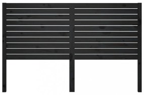 fekete tömör fenyőfa ágyfejtámla 141x4x100 cm