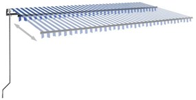 kék/fehér automata szélérzékelős és LED-es napellenző 600x300cm