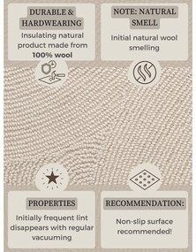Világos natúr színű kézi szövésű gyapjú kerek szőnyeg ø 150 cm Eleni Natural White – Hanse Home