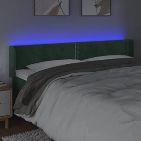 sötétzöld bársony LED-es fejtámla 183 x 16 x 78/88 cm